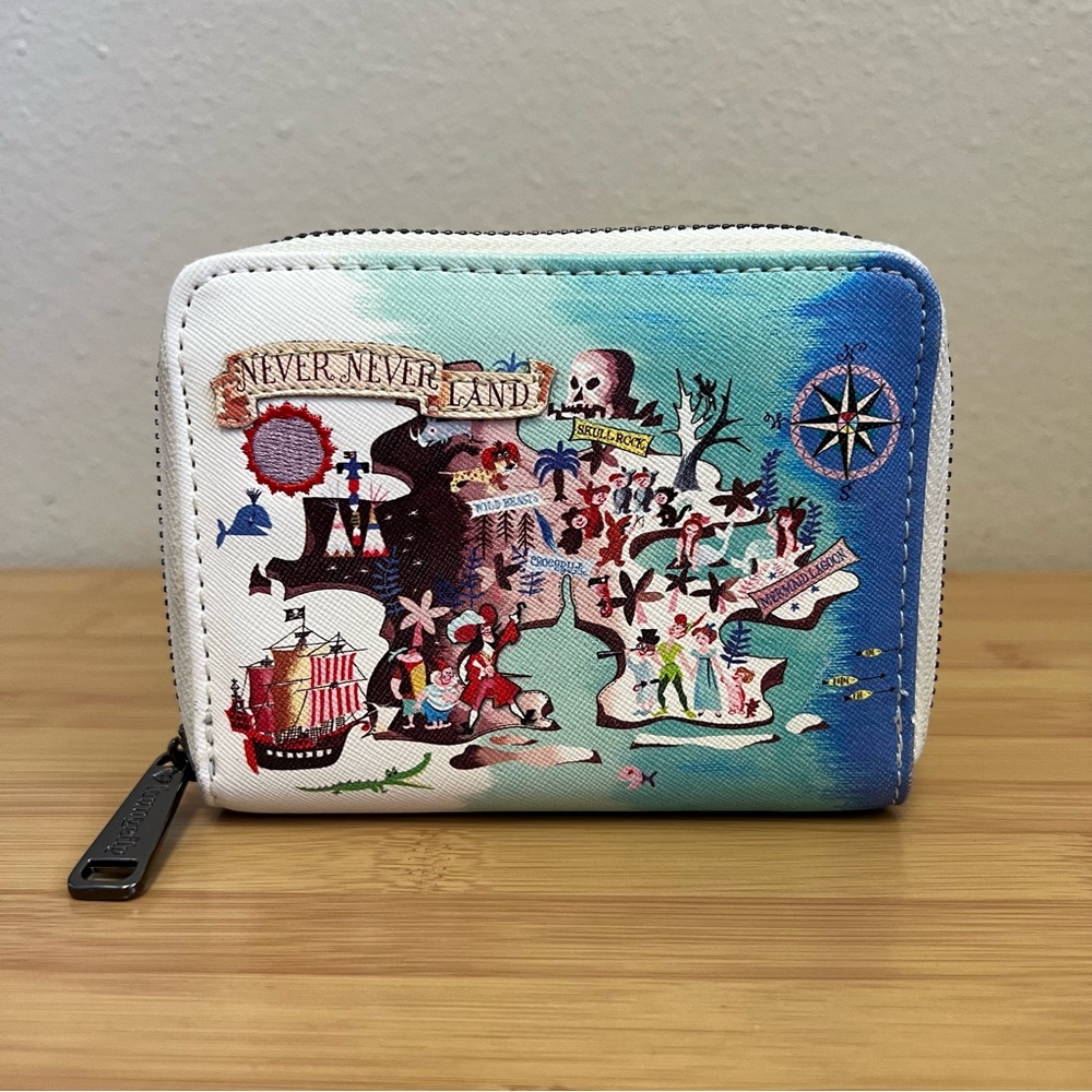 Disney Loungefly Peter Pan Neverland Map Zip Wallet